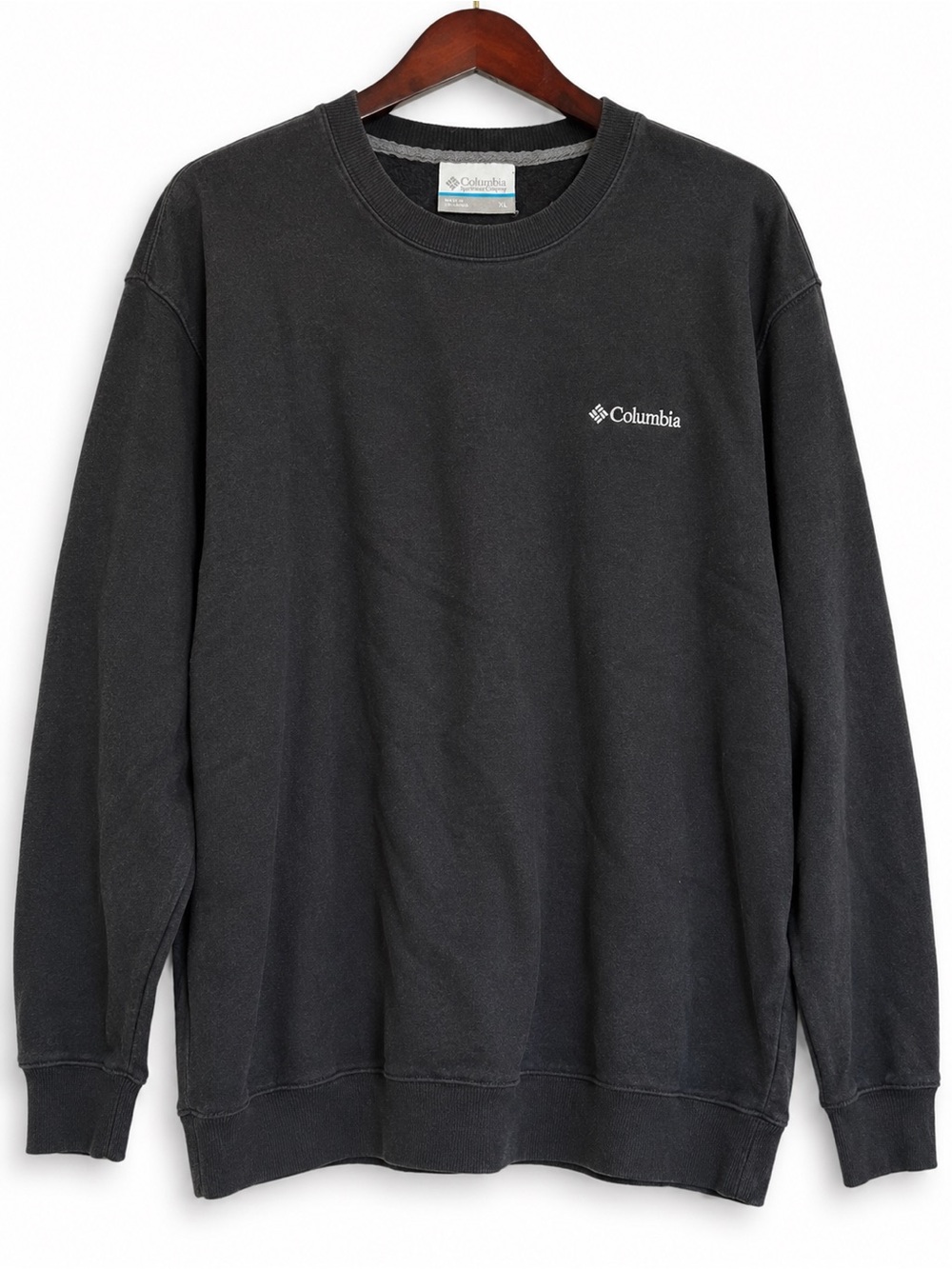Columbia Men’s XL Black Faded Crewneck Fleece Sweatshirt Logo Pullover